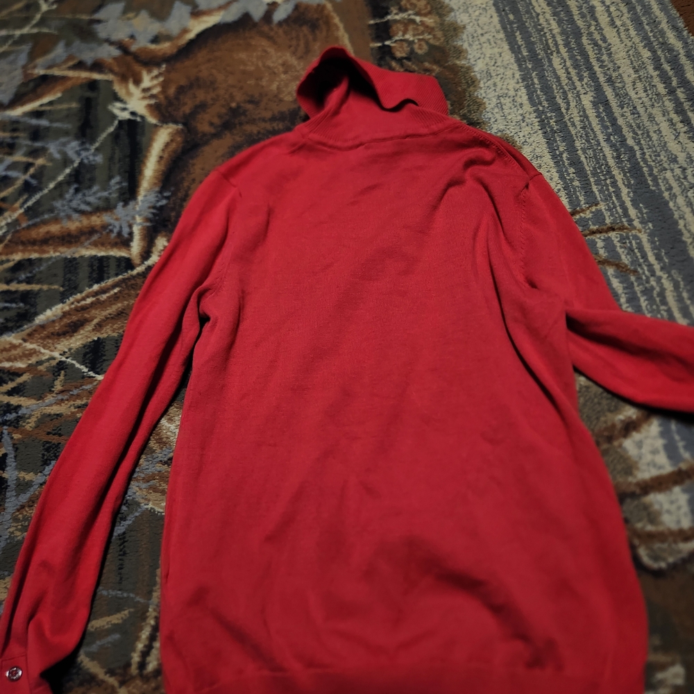 Tommy Hilfiger Red Turtleneck Sweater with Stripes - Picture 7 of 10